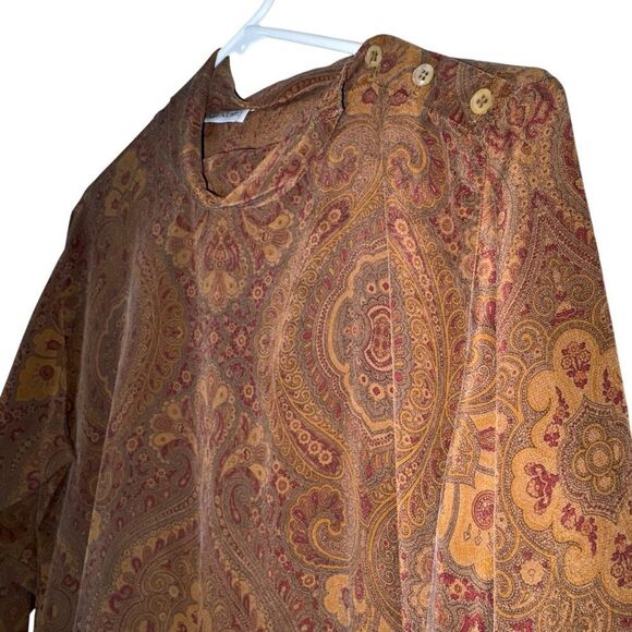 Vintage Calvin Klein 100% Silk Paisley Blouse Size 10 - Picture 2 of 10